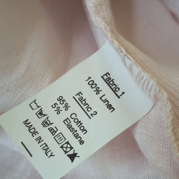 INIZIO Italy ONZ I Pink Linen Lagenlook Swirl-Hem Mixed Media Tunic Top, L - Picture 8 of 13